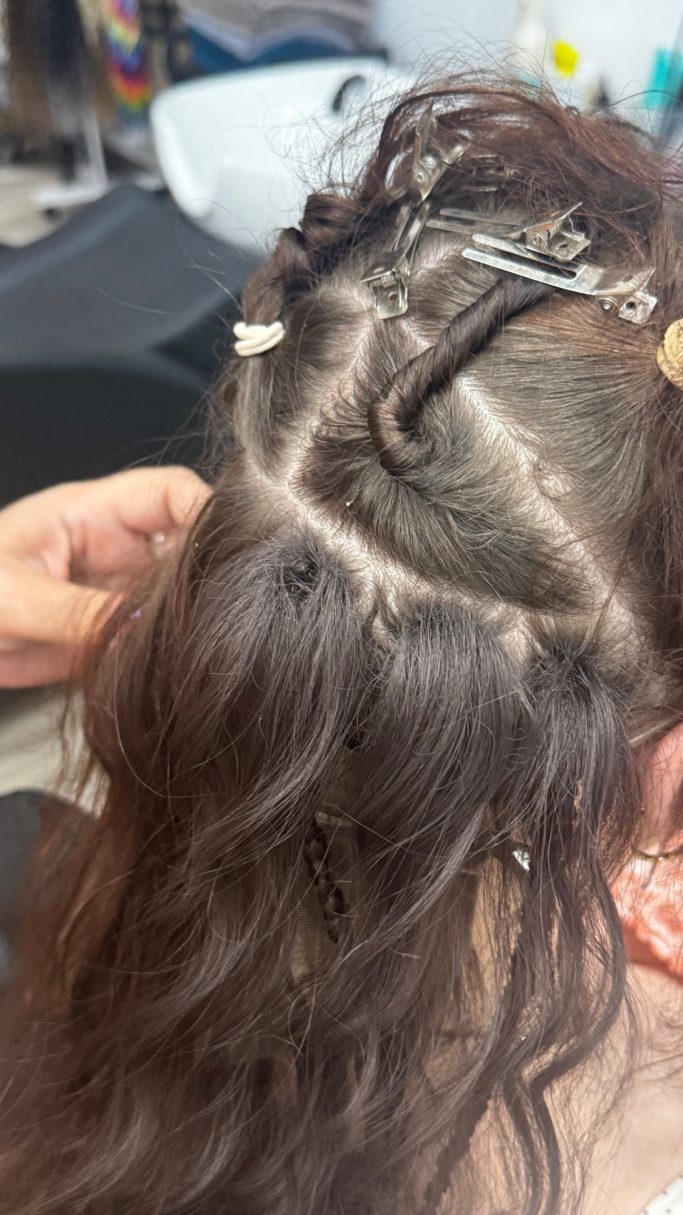 so sehen die Zöpfe von oben...